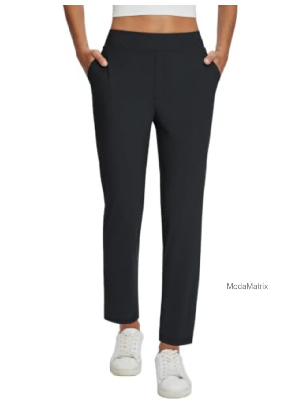 Women's Stretch Travel Pants with Zipper Pockets, Business Casual Golf Slacks,